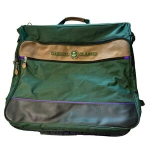 Vintage Garment bag Green CARMEL CLASSIC  Hanging Folding Carry On Luggage